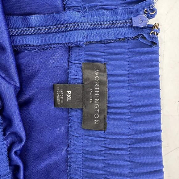 Worthington Petite PXL Royal Blue Pleated Maxi Skirt Drawstring & Zipper Cobalt - Picture 13 of 14
